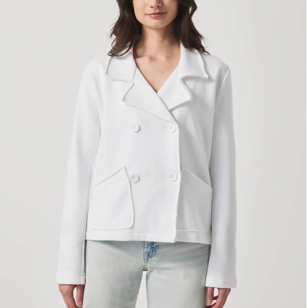 Splendid White Double-Breasted French terry diana blazer